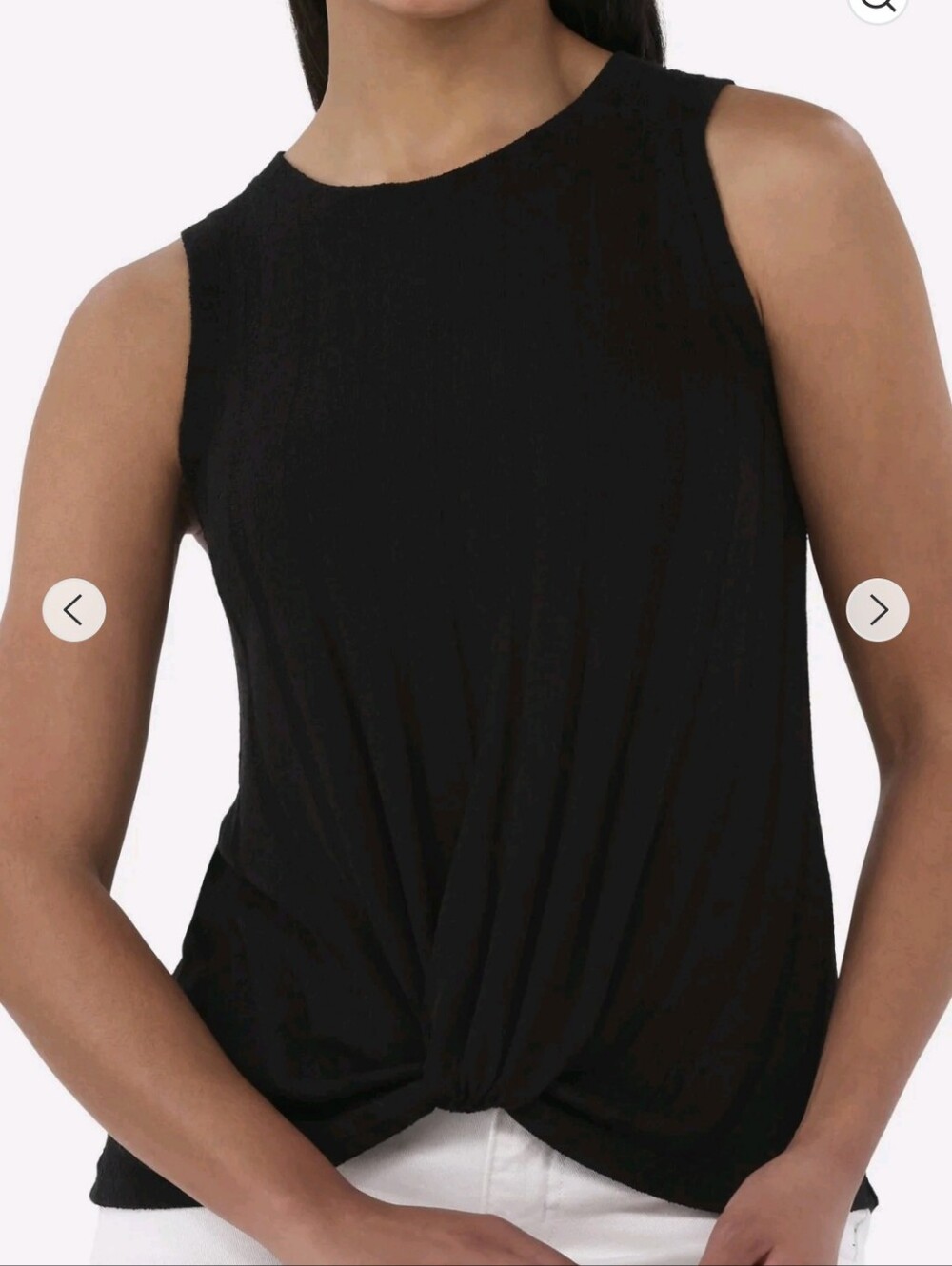 Time and Tru Black Twist-Front Sleeveless Top